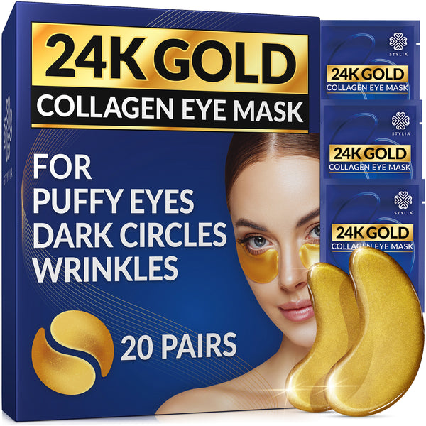 Stylia Under Eye Patches for Dark Circles and Puffy Eyes - 24k Gold Ey ...