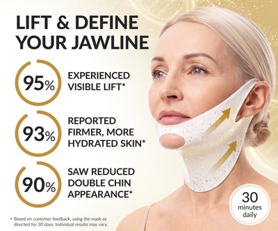 Stylia Chin & Neck Lifting Collagen Mask with PDRN & 24K Gold - Neck Firming and Tightening Mask, Hydrogel Neck Wrinkle Patches & Chin Lifting Mask for Women - Double Chin, Jowls & Jawline, 10 Pcs