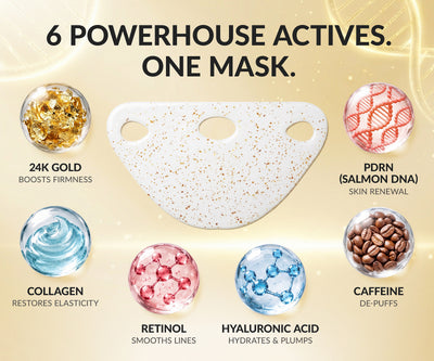 Stylia Chin & Neck Lifting Collagen Mask with PDRN & 24K Gold - Neck Firming and Tightening Mask, Hydrogel Neck Wrinkle Patches & Chin Lifting Mask for Women - Double Chin, Jowls & Jawline, 10 Pcs