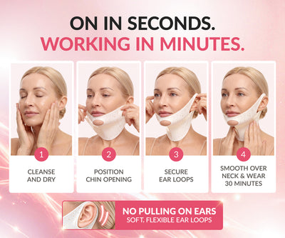 Stylia Chin & Neck Lifting Collagen Mask with PDRN & 24K Gold - Neck Firming and Tightening Mask, Hydrogel Neck Wrinkle Patches & Chin Lifting Mask for Women - Double Chin, Jowls & Jawline, 10 Pcs