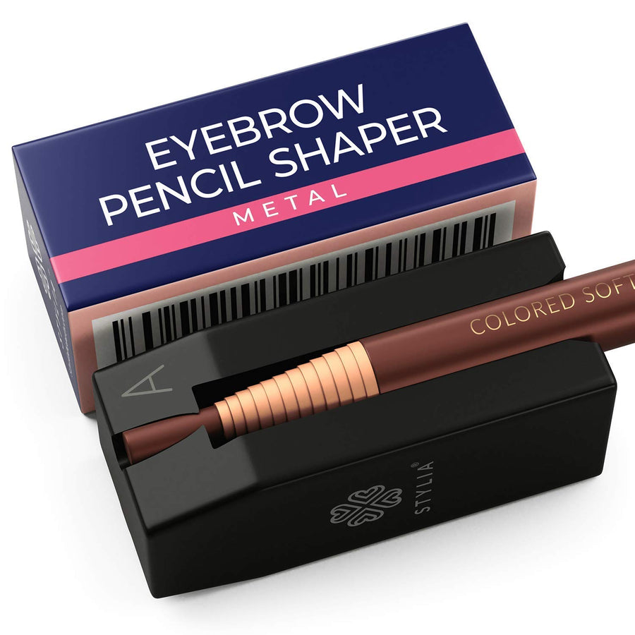 2-in-1 Metal Duckbill Eyebrow Pencil Shaper with 2 Single Edge Razor Blades