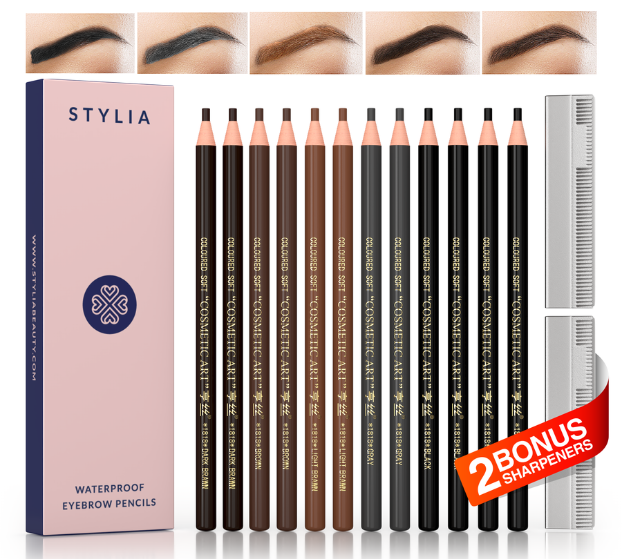 12 Piece Brow Mapping Pencils with 2 Sharpeners